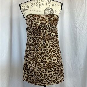 Leopard strapless mini dress